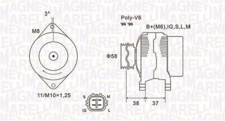 ALTERNATOR 12V TOYOTA YARIS 06-11 1.0 VVT-I SZT MAGNETI MARELLI 063731889010 (фото 1)