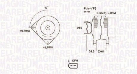 Alternator AUDI/SEAT/SKODA/VW 2.0FSI 180A MAGNETI MARELLI 063731912010 (фото 1)