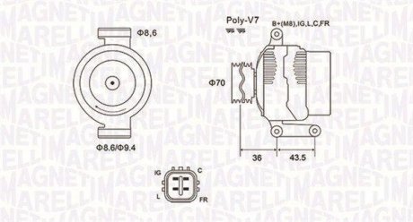 ALTERNATOR 12V HONDA ACCORD/CIVIC/C-RV/F-RV 2.0/2.2/2.4 2005 -> SZT MAGNETI MARELLI 063731980010