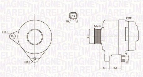 ALTERNATOR CITROEN BERLINGO, C2, C3 I, C3 II, C3 PICASSO, C3 PLURIEL, C4, C4 GRAND PICASSO I, C4 I, C4 II, C4 P SZT MAGNETI MARELLI 063732008010