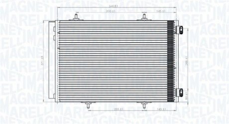 Радіатор кондиціонера Citroen C2/C3 02-/C4 Cactus 14-/Peugeot 206 08-/207 06-15/208 12-/2008 13- MAGNETI MARELLI 350203822000