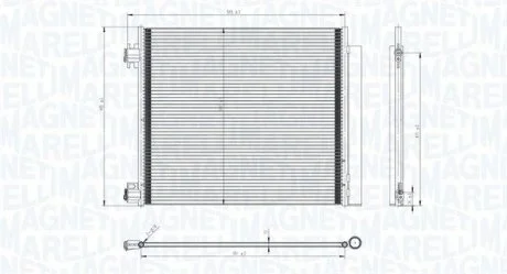 Конденсатор кондиціонера (з осушувачем) NISSAN QASHQAI II, QASHQAI III, X-TRAIL III, RENAULT AUSTRAL, ESPACE V, KADJAR, KOLEOS II 1.2-2.0D 11.13- MAGNETI MARELLI 350203832000