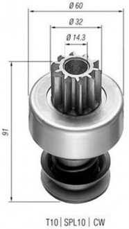 Ведущая шестерня, стартер MAGNETI MARELLI 940113020143