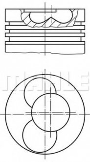 Поршень з кільцями VAG 79.51 1.9TDI AXC/AXB/ASZ/ARL T5 03- (CYL 1-2) TRAPEZ (вир-во Mahle) MAHLE / KNECHT 0308600