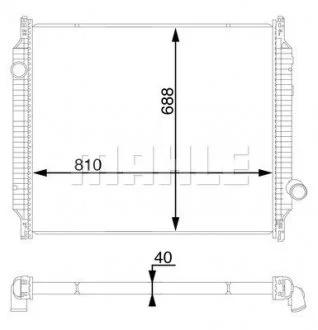 Радіатор двигуна (без рами, верхня заглушка труби) RVI PREMIUM dCi11B/43-MIDR06.23.56B/41 04.96- KNECHT/MAHLE MAHLE / KNECHT CR709000S