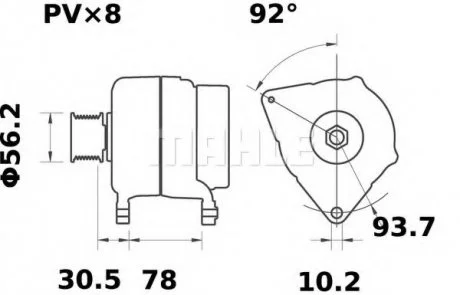 Генератор (14В, 95А, новий із заставою), JCB 3CX, 3CX-2, 3CX-4, 3CXC, 3CXS, 3CXT, 4CN, 4CN-4, 4CS, 4CX, 4CXC, 524-50, 526, 526-56, 527-55, 527-58, 531, 531-70WM, 536, 536-60, 536-60DS, 536-70 MAHLE / KNECHT MG 23