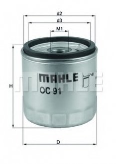 Фільтр оливи MAHLE / KNECHT OC91D1