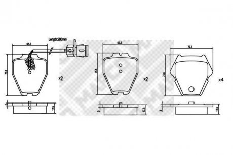 Тормозные колодки, дисковый тормоз (набор) MAPCO 6877 (фото 1)