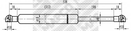 Газова пружина капоту MAPCO 91818