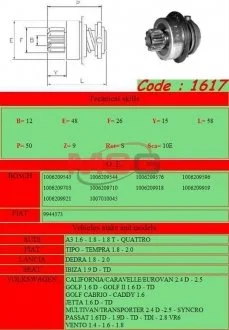 Бендикс стартера Mario Ghibaudi 1617