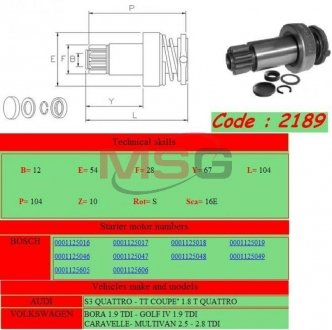 Бендикс стартера Mario Ghibaudi 2189