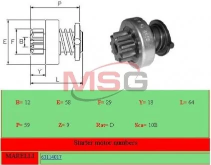 Фото бендикс стартера Mario Ghibaudi 6000 Бендикс стартера Mario Ghibaudi 6000
