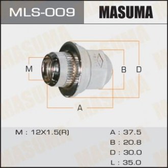 Гайка 12x1.5 / под ключ=21мм, с шайбой D 32mm MASUMA MLS009