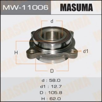 Ступиця колеса переднього у зборі з підшипником Toyota Land Cruiser (07-), Sequoia (07-17) MASUMA MW11006 (фото 1)