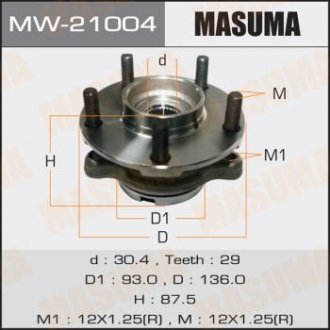 Ступиця колеса переднього у зборі з підшипником Nissan Murano (04-08), Teana (03-08) MASUMA MW21004