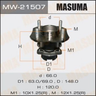 Ступиця колеса заднього в зборі з підшипником Nissan Tida (07-) (с ABS) MASUMA MW21507