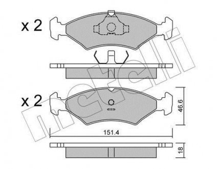 Тормозные колодки, дисковый тормоз (набор) Metelli 2200290