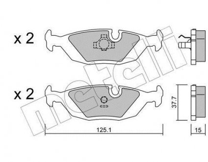 Тормозные колодки, дисковый тормоз (набор) Metelli 2200700 (фото 1)