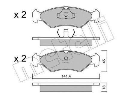 Гальмівні колодки, дискове гальмо (набір) Metelli 2200730 (фото 1)