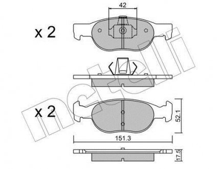 Тормозные колодки, дисковый тормоз (набор) Metelli 2200791 (фото 1)