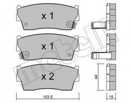 Гальмівні колодки, дискове гальмо (набір) Metelli 2201160