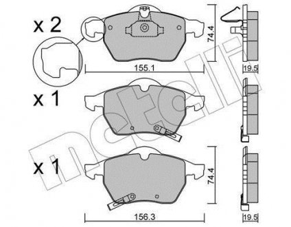 Тормозные колодки, дисковый тормоз (набор) Metelli 2201182 (фото 1)