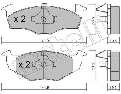 Тормозные колодки, дисковый тормоз (набор) Metelli 2202061 (фото 1)