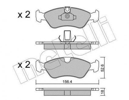 Тормозные колодки, дисковый тормоз (набор) Metelli 2202080 (фото 1)