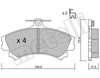 Тормозные колодки, дисковый тормоз (набор) Metelli 2202161 (фото 1)