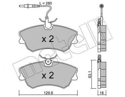 Тормозные колодки, дисковый тормоз (набор) Metelli 2202220 (фото 1)