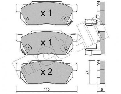 Гальмівні колодки, дискове гальмо (набір) Metelli 2202471