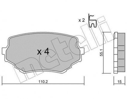 Тормозные колодки, дисковый тормоз (набор) Metelli 2202490 (фото 1)