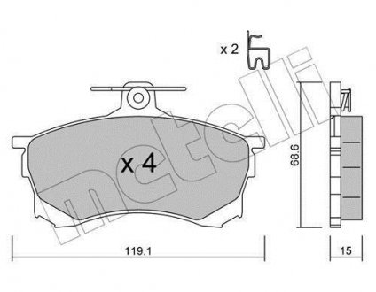 Тормозные колодки, дисковый тормоз (набор) Metelli 2202500 (фото 1)