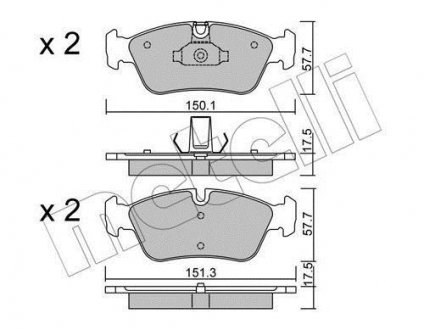 Тормозные колодки, дисковый тормоз (набор) Metelli 2202600