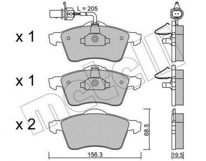 Гальмівні колодки, дискове гальмо (набір) Metelli 2202631 (фото 1)