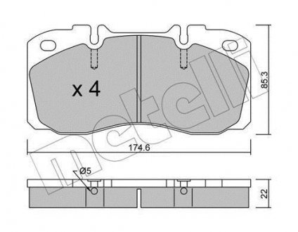 Гальмівні колодки, дискове гальмо (набір) Metelli 2202680