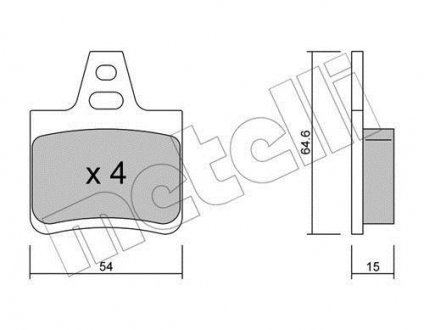 Тормозные колодки, дисковый тормоз (набор) Metelli 2202850 (фото 1)