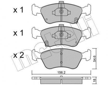 Тормозные колодки, дисковый тормоз (набор) Metelli 2202870 (фото 1)