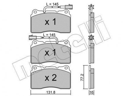 Тормозные колодки, дисковый тормоз (набор) Metelli 2202880