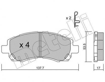 Тормозные колодки, дисковый тормоз (набор) Metelli 2202950 (фото 1)