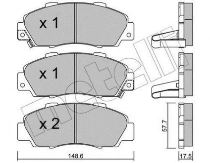 Гальмівні колодки, дискове гальмо (набір) Metelli 2202980 (фото 1)