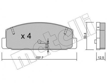 Тормозные колодки, дисковый тормоз (набор) Metelli 2203022 (фото 1)