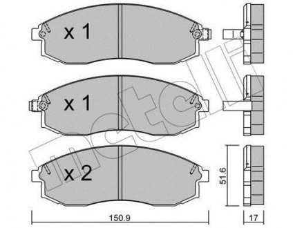 Гальмівні колодки, дискове гальмо (набір) Metelli 2203060