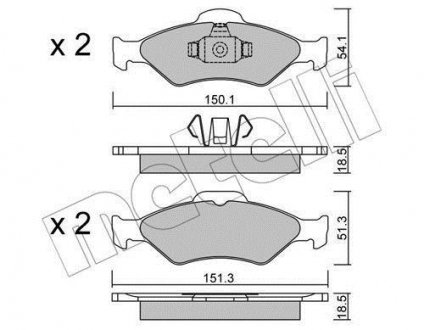 Тормозные колодки, дисковый тормоз (набор) Metelli 2203150 (фото 1)