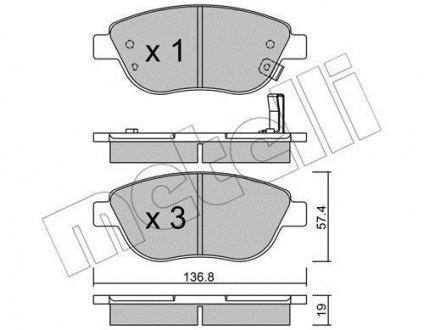 Тормозные колодки, дисковый тормоз (набор) Metelli 2203222