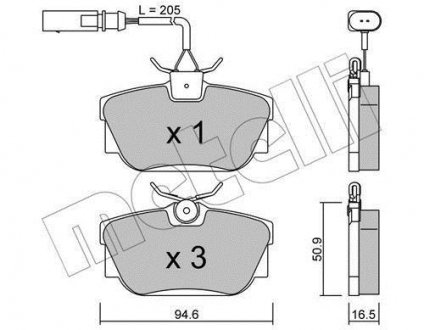 Тормозные колодки, дисковый тормоз (набор) Metelli 2203461 (фото 1)