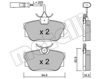 Тормозные колодки, дисковый тормоз (набор) Metelli 2203462 (фото 1)