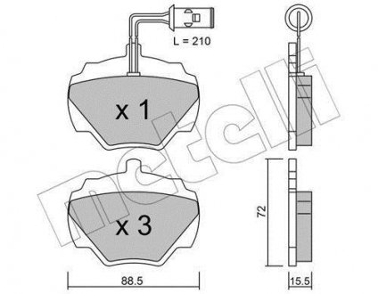 Тормозные колодки, дисковый тормоз (набор) Metelli 2203531 (фото 1)