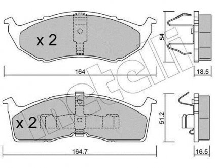 Гальмівні колодки, дискове гальмо (набір) Metelli 2203560