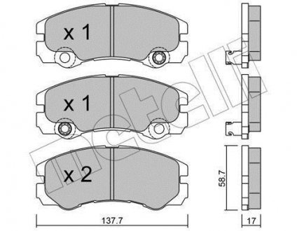 Тормозные колодки, дисковый тормоз (набор) Metelli 2203571 (фото 1)